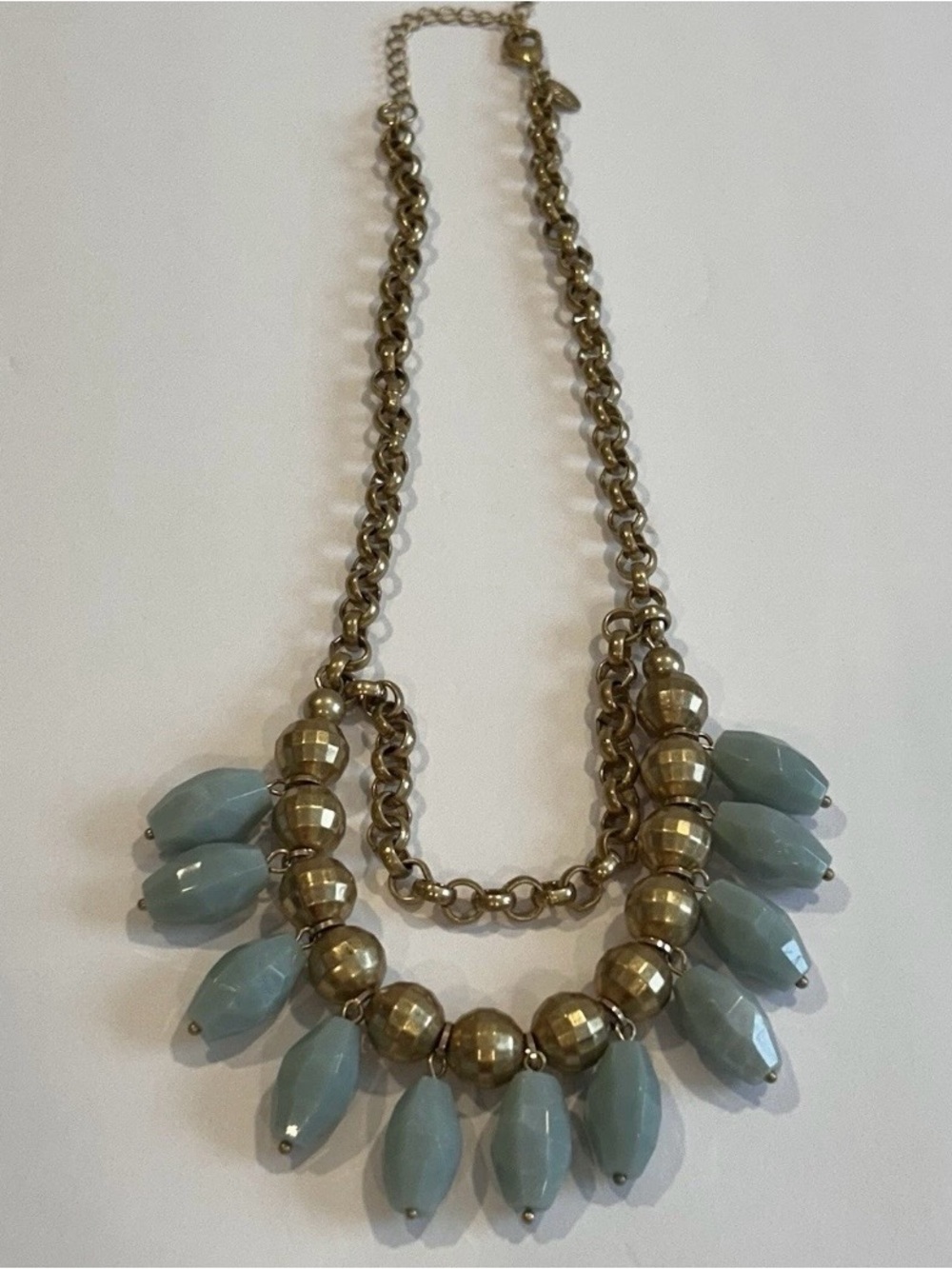 Lia Sophia SIERRA VISTA Necklace Silver Tone Amazonite & Lapis Beads Long NWT